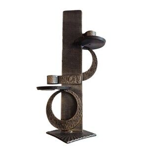 12.5 Inch Tall Two Tier Metal Candle Stick Holder